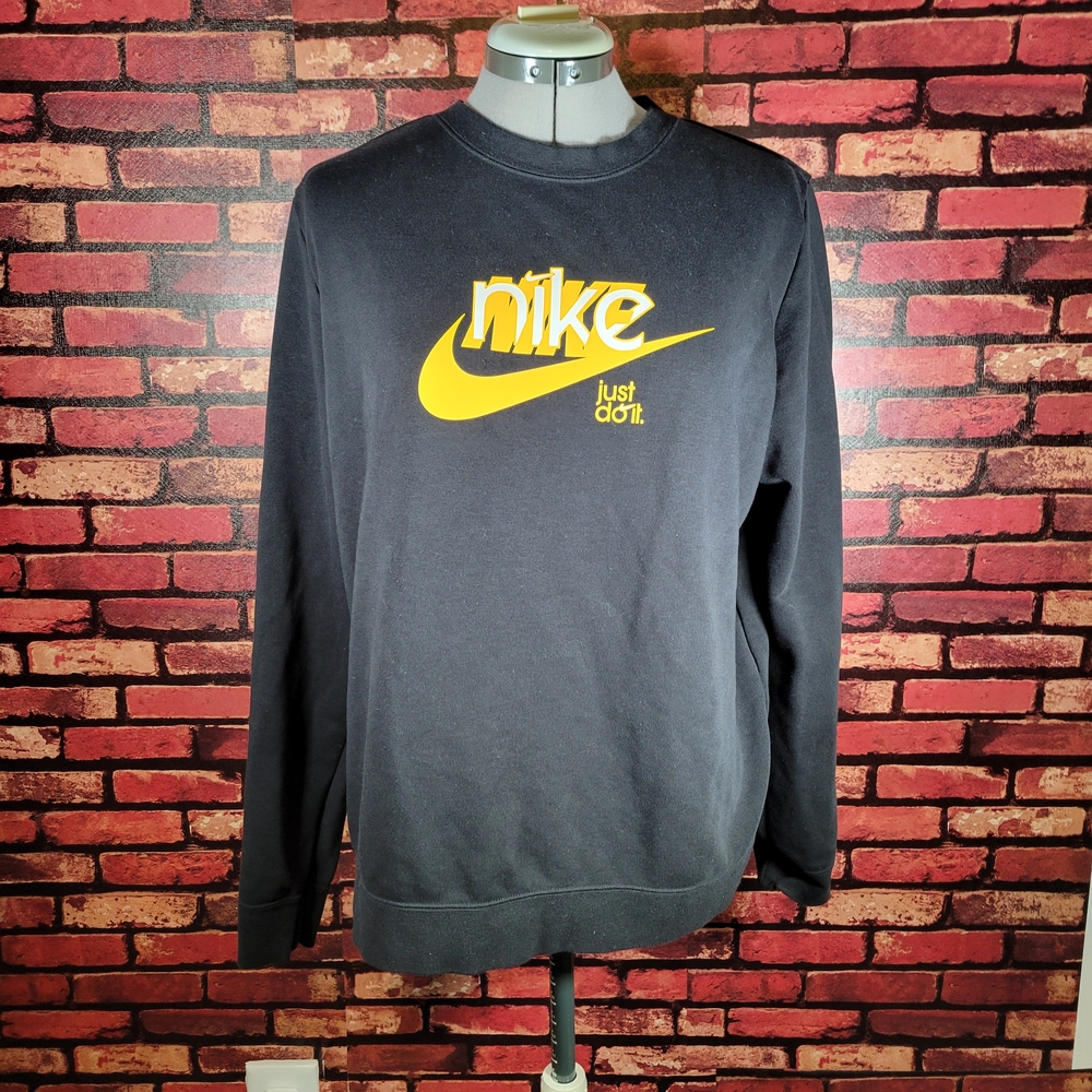 Nike Men's Black Sweatshirt with Yellow Logo